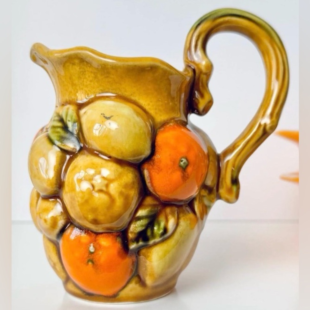 Inarco japan Yellow Ceramic Fruit Motif cream or milk pitcher